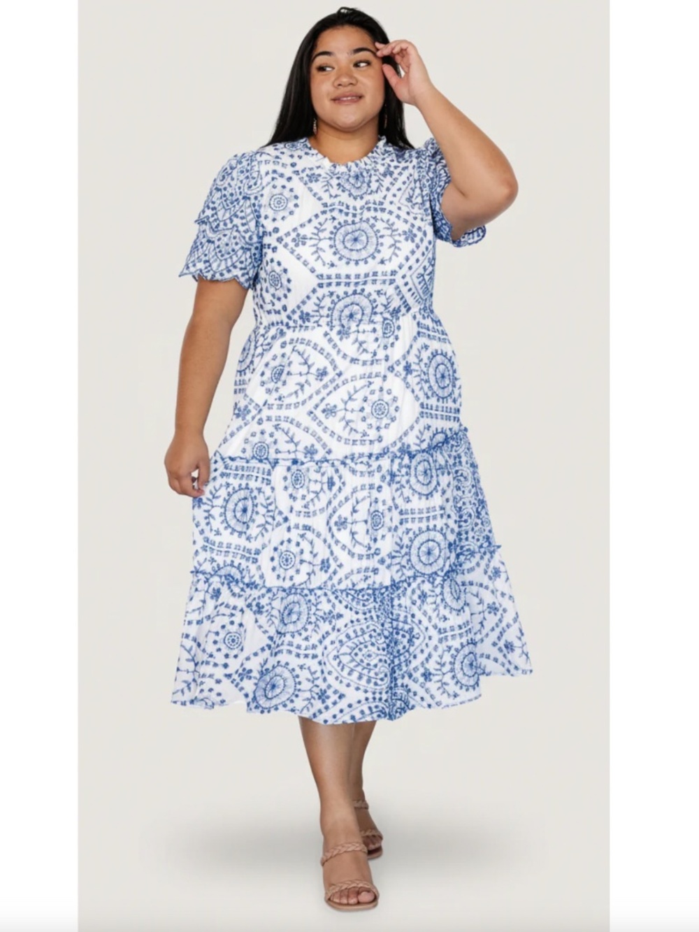 BALTIC BORN Mirabel Eyelet Dress in White/Blue - NWT! - 1X